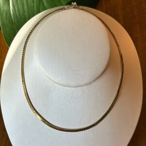 Vintage Flat Curb Link Gold Tone Necklace 16 inches